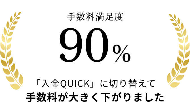 手数料満足度90% 「入金QUICK」に切り替えて手数料が大きく下がりました